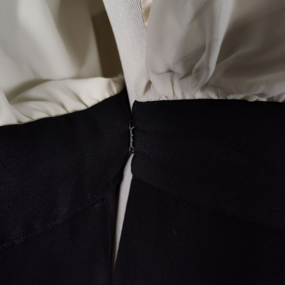 Vintage Wayne Clark Aline Marelle Draped Chiffon Evening Dress Black White 6 - Picture 11 of 16